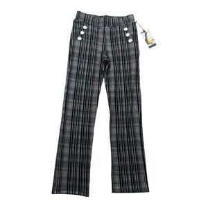 Betabrand Black White Textured Plaid Straight Leg Pants Small Petite NEW NWT